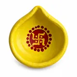 Giftcera Handpainted Swastik Clay Diyas | Yellow & Red | Pack of 6