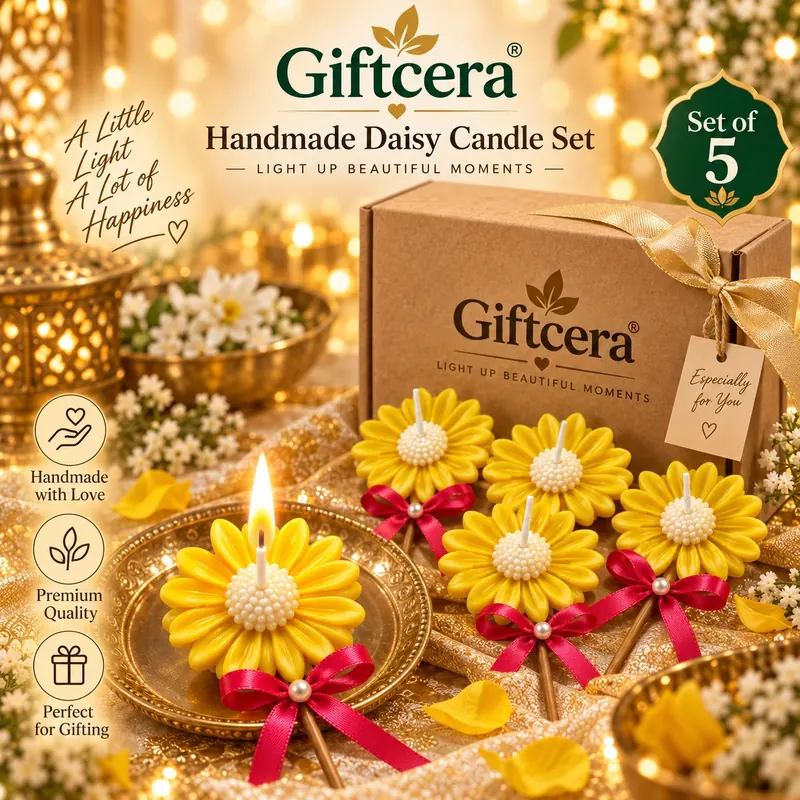 Giftcera Daisy Stick Soy Wax Candles | Jasmine Scented | Pack of 5