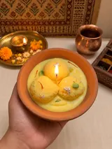 Giftcera Ras Malai Soy Wax Candle | Rose Scented | Terracotta Bowl