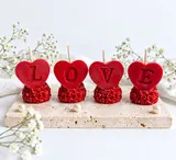 Giftcera Red Love Soy Wax Candles | Rose Scented | Set of 4