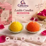 Giftcera Laddoo Soy Wax Candles | Rose Scented | Set of 4