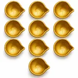 Giftcera Golden Terracotta Clay Diyas | Pack of 10