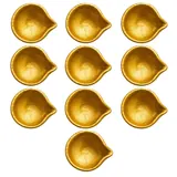 Giftcera Golden Terracotta Clay Diyas | Pack of 10