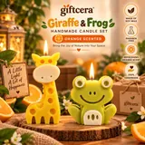 Giftcera Frog & Giraffe Soy Wax Candles | Orange Scented | Set of 2