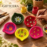 Giftcera Multicolour Designer Clay Diyas | Pack of 5