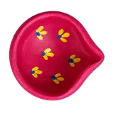 Giftcera Pink & Yellow Floral Clay Diyas | Pack of 6