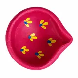 Giftcera Pink & Yellow Floral Clay Diyas | Pack of 6