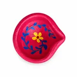 Giftcera Pink & Blue Floral Clay Diyas | Pack of 6