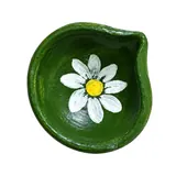 Giftcera Green & White Floral Clay Diyas | Pack of 6