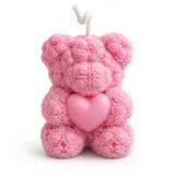 Giftcera Teddy Bear Soy Wax Candle | Rose Scented | Pink