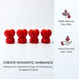 Giftcera Red Love Soy Wax Candles | Rose Scented | Set of 4