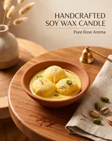 Giftcera Ras Malai Soy Wax Candle | Rose Scented | Terracotta Bowl