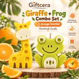 Giftcera Frog & Giraffe Soy Wax Candles | Orange Scented | Set of 2