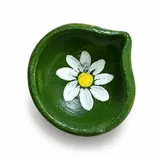 Giftcera Green & White Floral Clay Diyas | Pack of 6
