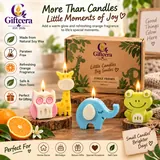 Giftcera Jungle Animal Soy Wax Candles | Orange Scented | Set of 4