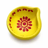Giftcera Yellow & Red Floral Clay Diyas | Pack of 6