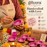 Giftcera Pink Decorative Clay Diyas | Pack of 14