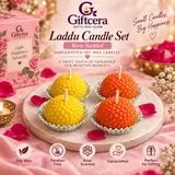 Giftcera Laddoo Soy Wax Candles | Rose Scented | Set of 4
