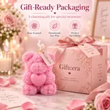 Giftcera Teddy Bear Soy Wax Candle | Rose Scented | Pink