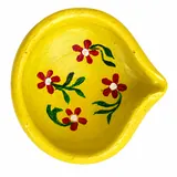 Giftcera Yellow Floral Clay Diyas | Pack of 6