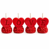 Giftcera Red Love Soy Wax Candles | Rose Scented | Set of 4