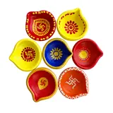 Giftcera Multicolour Designer Clay Diyas | Pack of 7