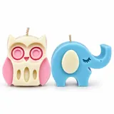 Giftcera Elephant & Owl Soy Wax Candles | Orange Scented | Set of 2
