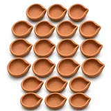 Giftcera Natural Terracotta Clay Diyas | Plain | Pack of 21