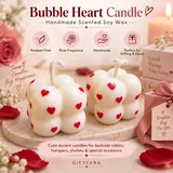 Giftcera Heart Bubble Soy Wax Candles | Rose Scented | Set of 2