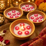 Giftcera Terracotta Flower Bowl Soy Wax Candle | Unscented