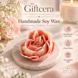 Giftcera Heart Rose Soy Wax Candle | Rose Scented | Peach