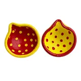 Giftcera Red & Yellow Dotted Clay Diyas | Pack of 14