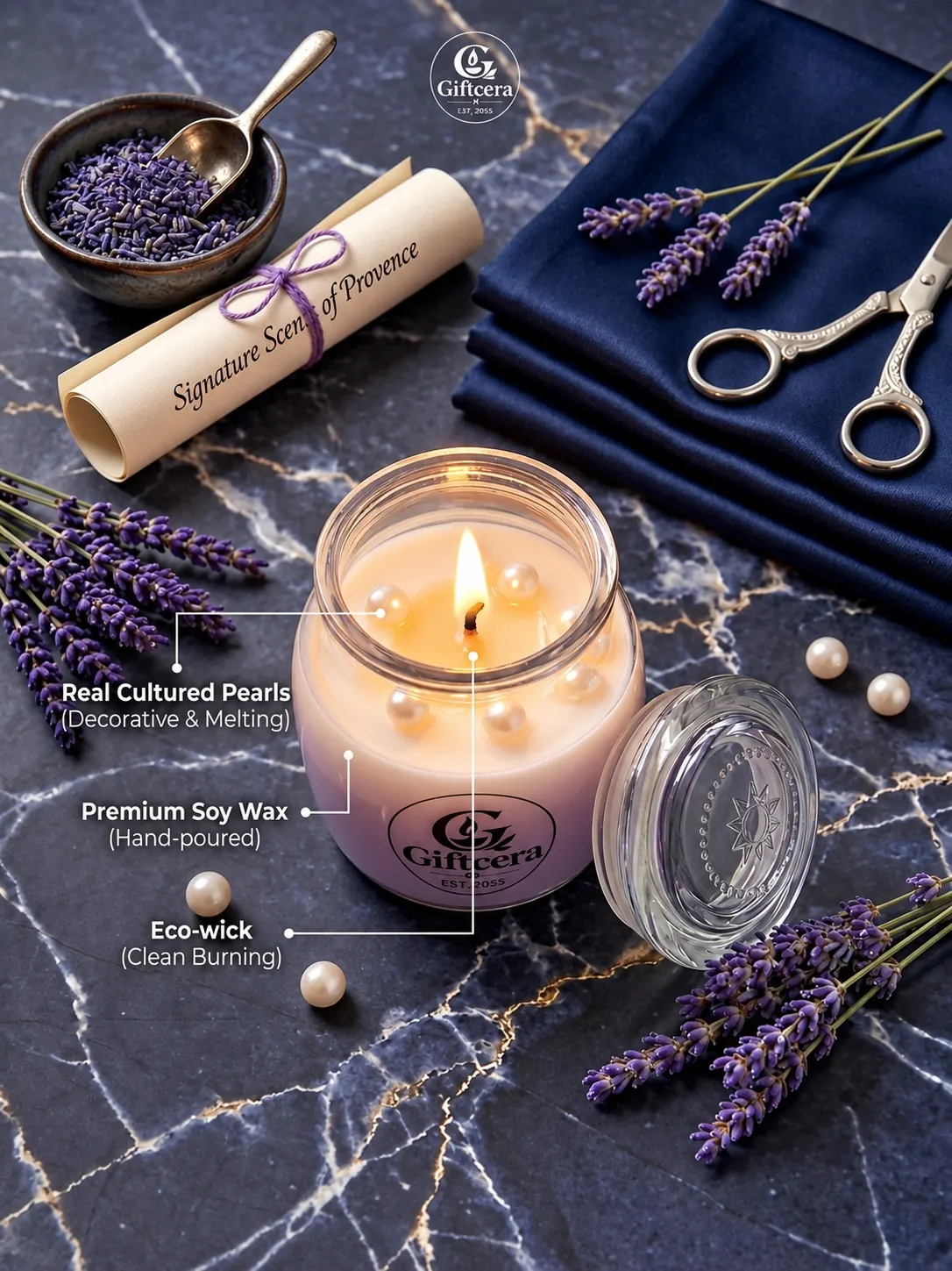Giftcera Lavender Soy Wax Jar Candle | Aromatherapy Home Decor