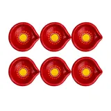 Giftcera Red Multicolour Dotted Clay Diyas | Pack of 6
