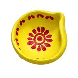 Giftcera Yellow & Red Floral Clay Diyas | Pack of 6
