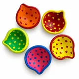 Giftcera Multicolour Dotted Clay Diyas | Pack of 14