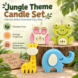 Giftcera Jungle Animal Soy Wax Candles | Orange Scented | Set of 4