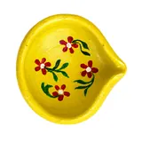 Giftcera Yellow Floral Clay Diyas | Pack of 6
