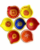 Giftcera Multicolour Designer Clay Diyas | Pack of 7