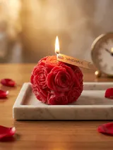 Giftcera Rose Ball Soy Wax Candles | Rose Scented | Set of 2